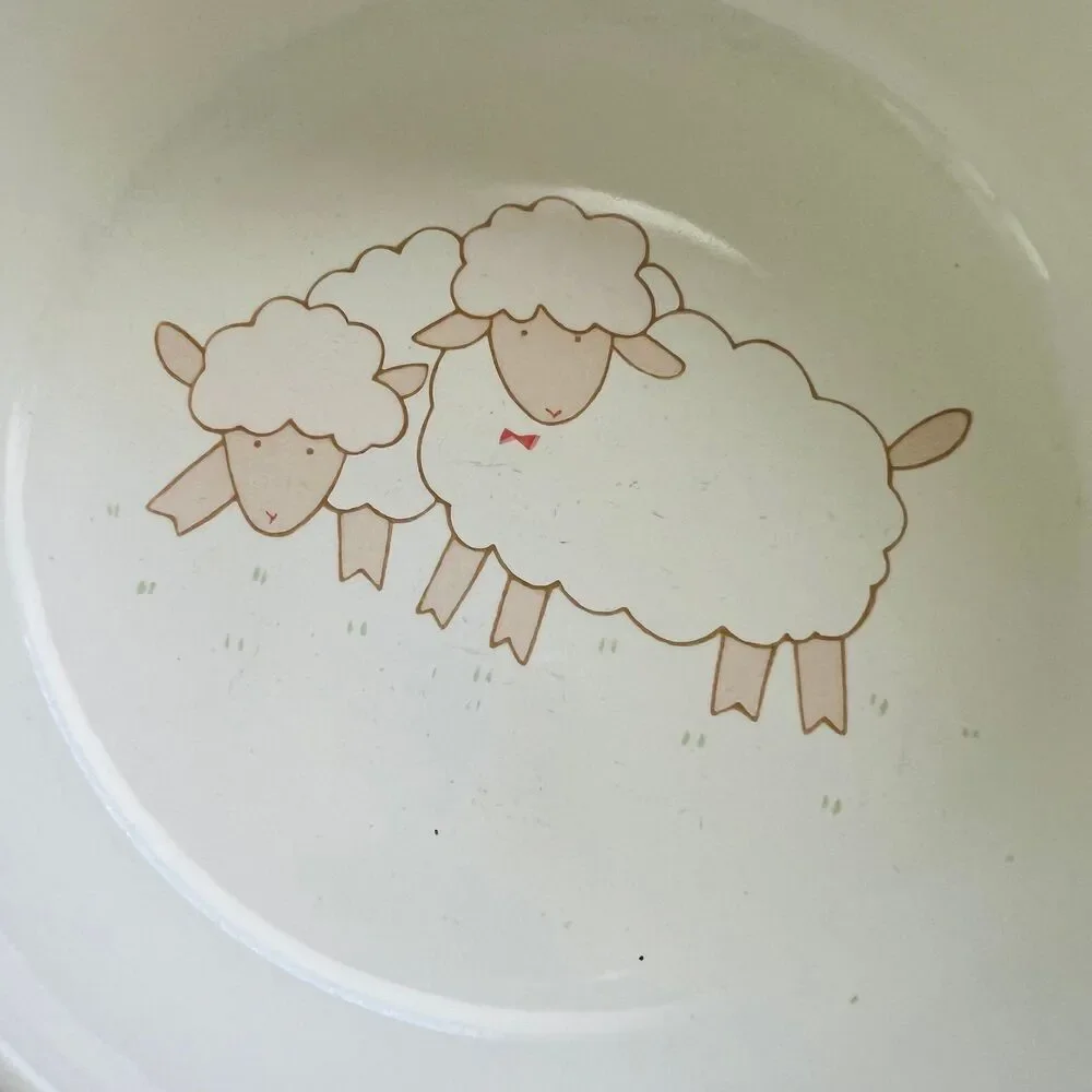 MIKASA CC003 Bo-Beep Sheep Green Trim Accents Child's Bowl